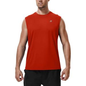 image:imageRoadbox Workout Sleeveless Shirts for Men Athletic Gym Basketball Quick Dry Muscle Tank TopsRed
