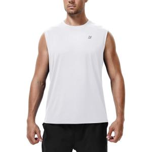 image:imageRoadbox Workout Sleeveless Shirts for Men Athletic Gym Basketball Quick Dry Muscle Tank TopsWhite