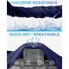 image:imageRoadbox Mens Athletic Swim Jammer Quick Dry Performance Compression UPF 50 Competitive Swimsuit Shorts for Training RacingNavy Blue Combined With Blue