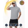 image:imageRoadbox Mens Short Sleeve Workout Gym Hoodies Lightweight Quick Dry Athletic T Shirts Sun Protection Hooded SweatshirtLight Gray