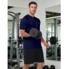 image:imageRoadbox Mens Short Sleeve Workout Gym Hoodies Lightweight Quick Dry Athletic T Shirts Sun Protection Hooded SweatshirtNavy Blue
