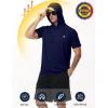 image:imageRoadbox Mens Short Sleeve Workout Gym Hoodies Lightweight Quick Dry Athletic T Shirts Sun Protection Hooded SweatshirtNavy Blue