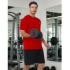 image:imageRoadbox Mens Short Sleeve Workout Gym Hoodies Lightweight Quick Dry Athletic T Shirts Sun Protection Hooded SweatshirtTomato Red
