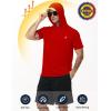 image:imageRoadbox Mens Short Sleeve Workout Gym Hoodies Lightweight Quick Dry Athletic T Shirts Sun Protection Hooded SweatshirtTomato Red