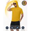 image:imageRoadbox Mens Short Sleeve Workout Gym Hoodies Lightweight Quick Dry Athletic T Shirts Sun Protection Hooded SweatshirtTurmeric
