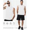 image:imageRoadbox Mens Sleeveless Hoodies Tank Top Muscle Workout Hooded Vest Quick Dry Gym Athletic Cut Off Shirts for Summer CasualWhite