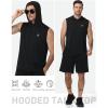image:imageRoadbox Mens Sleeveless Hoodies Tank Top UPF 50 Lightweight Workout Hooded Muscle Cut Off Shirts for Gym AthleticBlack