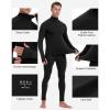 image:imageRoadbox Thermal Underwear for Men Fleece Lined Long Johns Base Layer Long Sleeve Top amp Bottom SetMock Neck Black