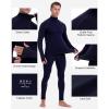 image:imageRoadbox Thermal Underwear for Men Fleece Lined Long Johns Base Layer Long Sleeve Top amp Bottom SetMock Neck Blue