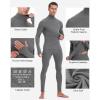 image:imageRoadbox Thermal Underwear for Men Fleece Lined Long Johns Base Layer Long Sleeve Top amp Bottom SetMock Neck Gray