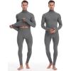 image:imageRoadbox Thermal Underwear for Men Fleece Lined Long Johns Base Layer Long Sleeve Top amp Bottom SetMock Neck Gray