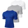 image:imageRoadbox 3 Pack Mens Compression Shirt Short Sleeve Athletic Football Running Base Layer Cool Dry T Shirts for Sports WorkoutWhiteLight GrayRoyal Blue