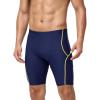 image:imageRoadbox Swim Jammers for Men Racing Athletic Quick Dry Swimsuit Endurance Training Competitive Swimming Shorts UPF 50Navy Blue  Yellow Stitching