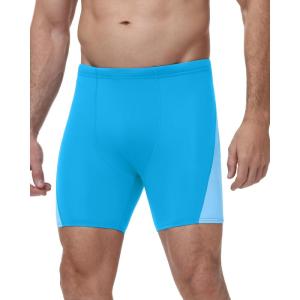 image:imageRoadbox Mens Athletic Swim Jammer Quick Dry Performance Compression UPF 50 Competitive Swimsuit Shorts for Training RacingBlue Combined With Sky Blue