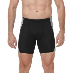 image:imageRoadbox Mens Athletic Swim Jammers Quick Dry Competitive Racing Swimsuit UPF 50 Compression Training Swimming ShortsBlack With Gray