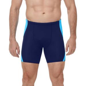 image:imageRoadbox Mens Athletic Swim Jammers Quick Dry Competitive Racing Swimsuit UPF 50 Compression Training Swimming ShortsNavy Blue With Blue