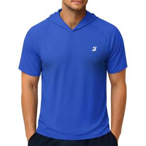 image:imageRoadbox Mens Short Sleeve Hoodie Lightweight Workout Hooded T Shirts UPF 50 Quick Dry Athletic Gym Running SweatshirtRoyal Blue