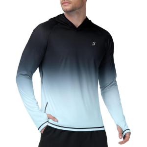 image:imageRoadbox Mens UPF 50 Sun Hoodie UV Hooded Long Sleeve Fishing Shirts Lightweight SPF Rash Guard for Outdoor Hiking SwimBlack Gradient