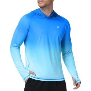 image:imageRoadbox Mens UPF 50 Sun Hoodie UV Hooded Long Sleeve Fishing Shirts Lightweight SPF Rash Guard for Outdoor Hiking SwimBlue Gradient