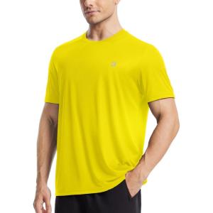 image:imageRoadbox Mens UPF 50 Sun Protection TShirt Quick Dry UV Workout Shirts Lightweight Breathable Outdoor Running Fishing TeeGolden