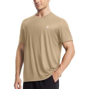image:imageRoadbox Mens UPF 50 Sun Protection TShirt Quick Dry UV Workout Shirts Lightweight Breathable Outdoor Running Fishing TeeKhaki