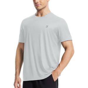image:imageRoadbox Mens UPF 50 Sun Protection TShirt Quick Dry UV Workout Shirts Lightweight Breathable Outdoor Running Fishing TeeLight Gray