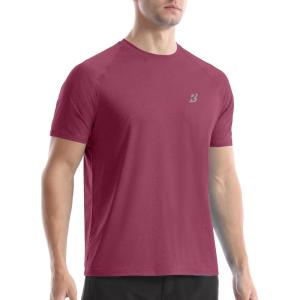 image:imageRoadbox Swim Shirts Short Sleeve for Men Sun Protection UPF 50 Fishing Rash Guard UV Gym Workout Shirt for Running OutdoorDark Red