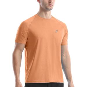 image:imageRoadbox Swim Shirts Short Sleeve for Men Sun Protection UPF 50 Fishing Rash Guard UV Gym Workout Shirt for Running OutdoorOrange