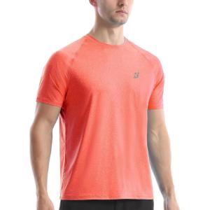 image:imageRoadbox Swim Shirts Short Sleeve for Men Sun Protection UPF 50 Fishing Rash Guard UV Gym Workout Shirt for Running OutdoorRed Orange
