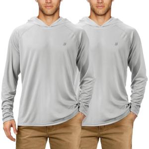 image:imageRoadbox UPF 50 Fishing Shirts for Men Long Sleeve UV Sun Protection Hoodie Outdoor Hiking Running Swimming Rash Guard2 Packgray2
