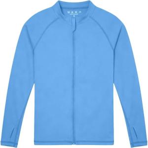 image:imageRoadbox Boys UPF 50 Zip Up Rash Guard Long Sleeve Swim Shirt Kids UV Protection Sun Shirts Quick Dry for Water Beach SurfBlue