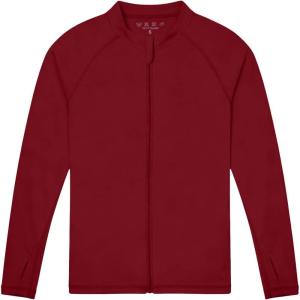 image:imageRoadbox Boys UPF 50 Zip Up Rash Guard Long Sleeve Swim Shirt Kids UV Protection Sun Shirts Quick Dry for Water Beach SurfRed