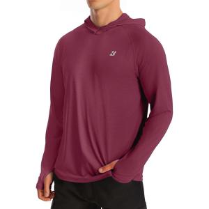 image:imageRoadbox Mens UPF 50 Sun Hoodie Long Sleeve UV Protection Fishing Shirts Lighweight SPF Hiking Running Swim Rash GuardDark Red