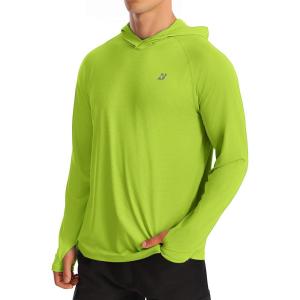 image:imageRoadbox Mens UPF 50 Sun Hoodie Long Sleeve UV Protection Fishing Shirts Lighweight SPF Hiking Running Swim Rash GuardLime Green