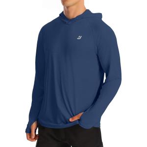 image:imageRoadbox Mens UPF 50 Sun Hoodie Long Sleeve UV Protection Fishing Shirts Lighweight SPF Hiking Running Swim Rash GuardNavy Blue