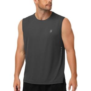 image:imageMens Workout Sleeveless Shirts Quick Dry Athletic Tank Top Lightweight Muscle Shirt for Gym Running Casual SportsDark Gray
