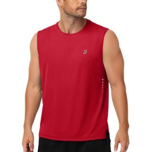 image:imageMens Workout Sleeveless Shirts Quick Dry Athletic Tank Top Lightweight Muscle Shirt for Gym Running Casual SportsRed