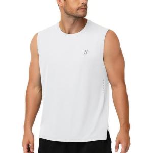 image:imageMens Workout Sleeveless Shirts Quick Dry Athletic Tank Top Lightweight Muscle Shirt for Gym Running Casual SportsWhite