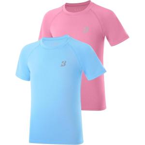 image:imageRoadbox Boys Rash Guard Swim Shirt UPF 50 Sun Protection Short Sleeve Quick Dry Rashguard Water Shirt for KidsLight Bluepowder