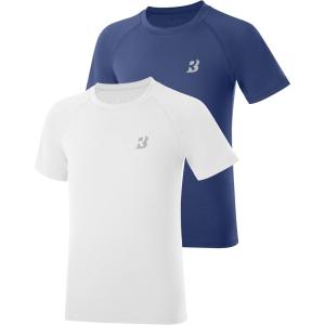 image:imageRoadbox Boys Rash Guard Swim Shirt UPF 50 Sun Protection Short Sleeve Quick Dry Rashguard Water Shirt for KidsNavy Bluewhite