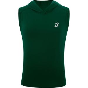 image:imageRoadbox Boys Tank Tops Athletic Compression Hoodie Shirts Sleeveless Quick Dry Sport Workout Active TShirt for Kids YouthForest Green