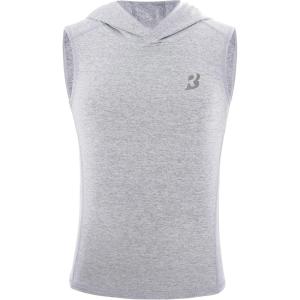 image:imageRoadbox Boys Tank Tops Athletic Compression Hoodie Shirts Sleeveless Quick Dry Sport Workout Active TShirt for Kids YouthGray