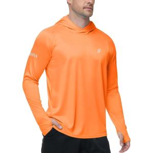 image:imageRoadbox Mens UPF 50 Sun Protection Hoodie UV Long Sleeve Fishing Shirts Lightweight Swim Rash Guard for Outdoor HikingOrange
