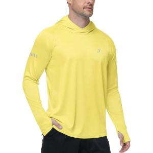 image:imageRoadbox Mens UPF 50 Sun Protection Hoodie UV Long Sleeve Fishing Shirts Lightweight Swim Rash Guard for Outdoor HikingYellow