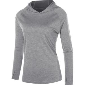 image:imageRoadbox Womens UPF 50 Sun Protection Hoodie Long Sleeve Hiking Fishing Hooded Shirt Lightweight Outdoor UV Rash Guard01light Gray