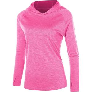 image:imageRoadbox Womens UPF 50 Sun Protection Hoodie Long Sleeve Hiking Fishing Hooded Shirt Lightweight Outdoor UV Rash Guard01rose Red