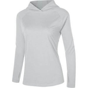 image:imageRoadbox Womens UPF 50 Sun Protection Hoodie Long Sleeve Hiking Fishing Hooded Shirt Lightweight Outdoor UV Rash Guard02gray