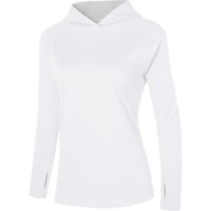 image:imageRoadbox Womens UPF 50 Sun Protection Hoodie Long Sleeve Hiking Fishing Hooded Shirt Lightweight Outdoor UV Rash Guard02white