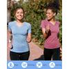 image:imageRoadbox Womens Compression Shirt Short Sleeve V Neck Workout Tops Quick Dry Athletic Gym Base Layer for Yoga Running SportsLight Blue Grey