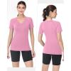 image:imageRoadbox Womens Compression Shirt Short Sleeve V Neck Workout Tops Quick Dry Athletic Gym Base Layer for Yoga Running SportsPink